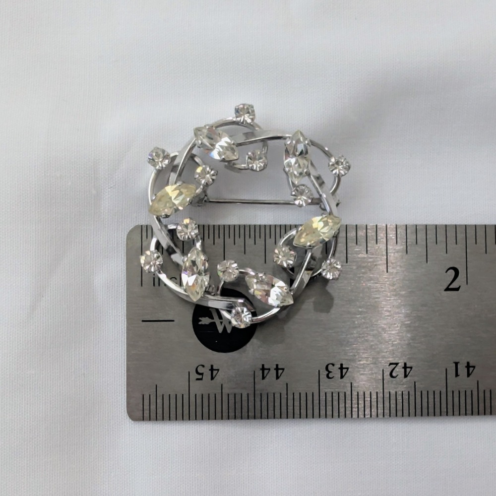 Vintage Van Dell 925 Sterling Rhinestone Brooch Pin 1.25" - Picture 6 of 6